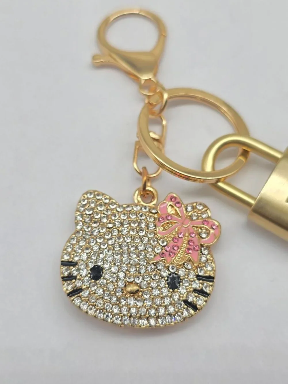 Louis Vuitton Authentic Gold Padlock 🔑 Key + Stylish Unbranded Cat Charm